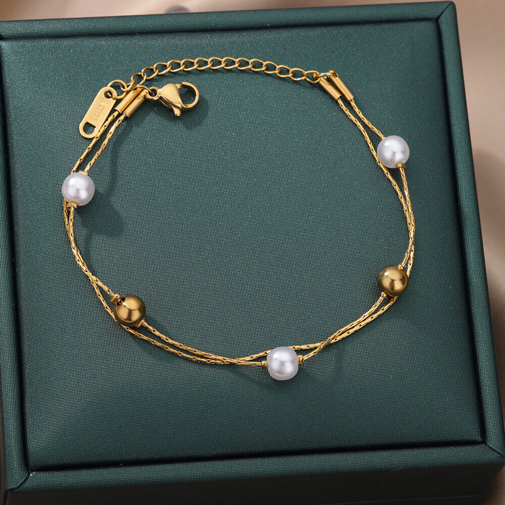 Pearl Double Chain Bracelet