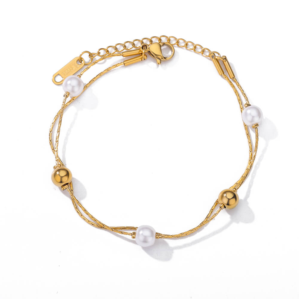 Pearl Double Chain Bracelet