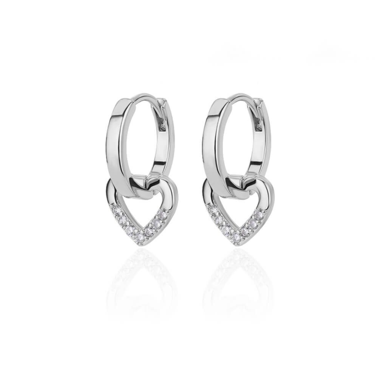 Hollow Zircon Heart Earrings